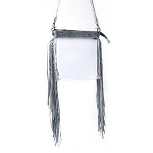 Western Concert Stadium Bag Fringed Crossbody Bag in Gray Cowgirl Style Cowboy S